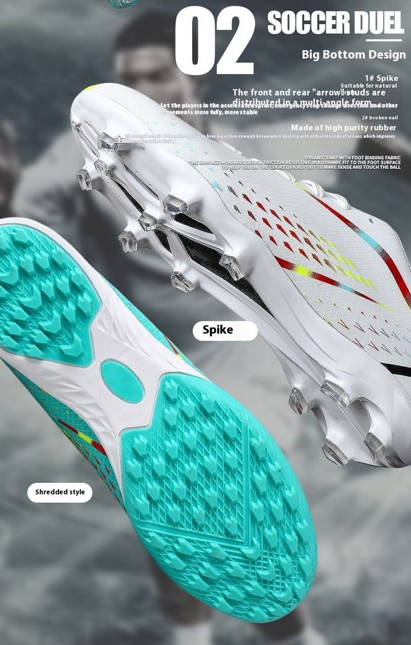 Fußballschuhe Herren und Damen mit langen gebrochn Spikes, professionelle Trainings-Sneakers, Sportschuhe für_voghion.com