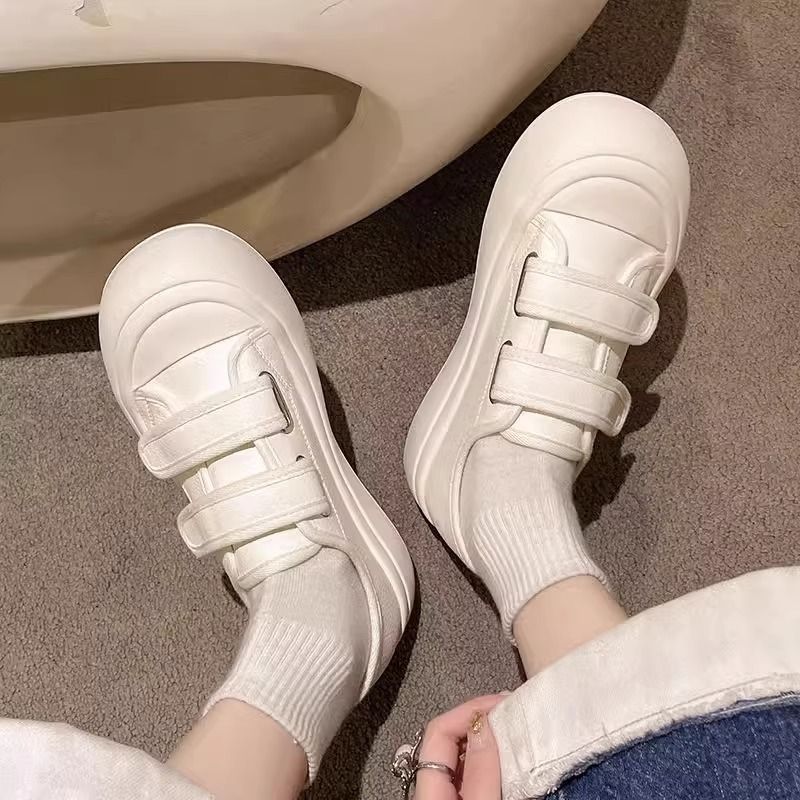 2024 Primavera e autunno Nuovo Pine Cake Donna Spesso Biscotto Fondo Velcro Bianco Basso Top Testa Rotonda Internet Rosso Singolo_voghion.com