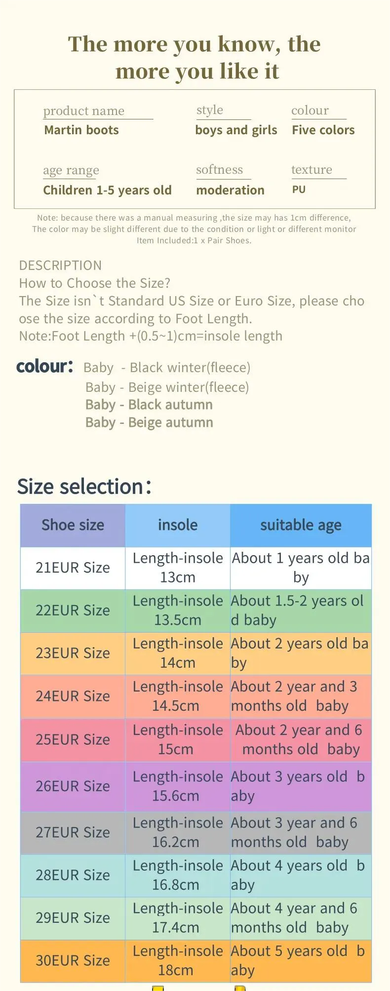 Stylish Children's Fleece Martin Snow Boots Cozy Durable Side-Zip Design for Boys and Girls Aged 1-5 Years_voghion.com