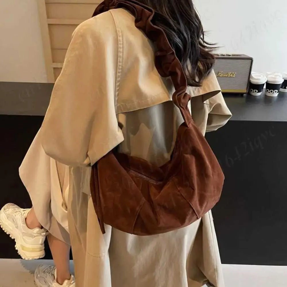 Borsa a mano piccola Hobo Tote multitasche in pelle scamosciata da donna con tracolla regolabile, borsa a mezzaluna, mini pochette a tracolla_voghion.com