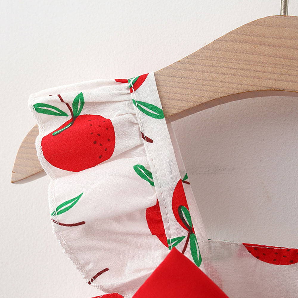 Baby Girl Dress Flower Printed Cotton Dress Fashion Bow Kids Summer Vacation Clothes Send Hat_voghion.com