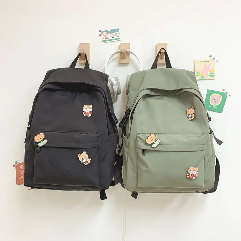Große Kapazität Nylon Schulranzen Junior Schultern High School Studenten Einfache Freizeit Rucksack_voghion.com