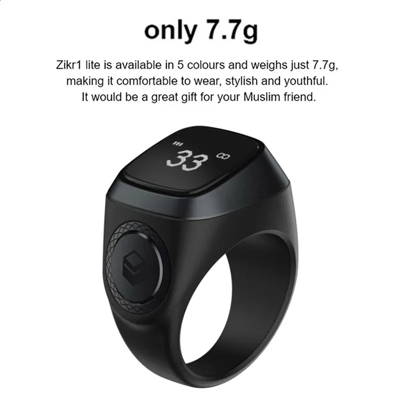 1 pz Tasbih Tally Counter Ring per musulmani Zikr Digital Tasbeeh 5 Promemoria tempo di preghiera Bluetooth Smart Wear 240730_voghion.com