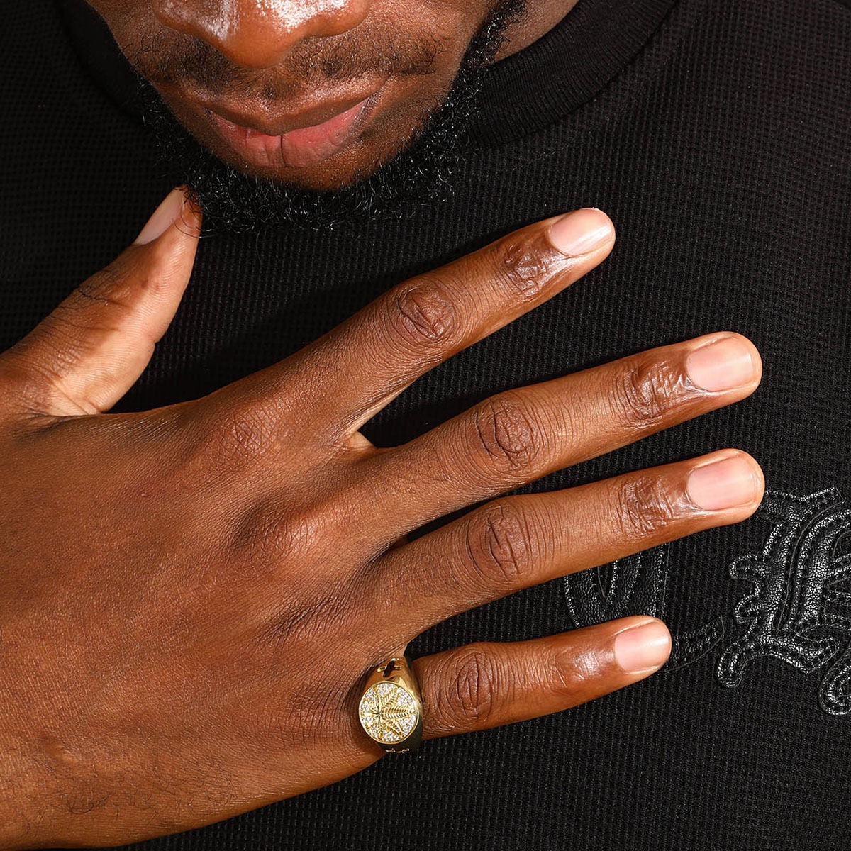 Anel masculino com design de folha de bordo, estilo hip hop, estilo empresarial, anel hipster de rua_voghion.com