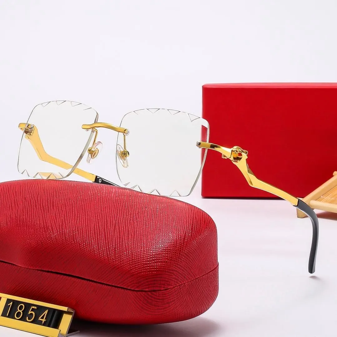 designer sunglasses women mens cartHead Composite Metal Rimless Optical Frame Classic Rectangle Square gold sunshade 1_voghion.com