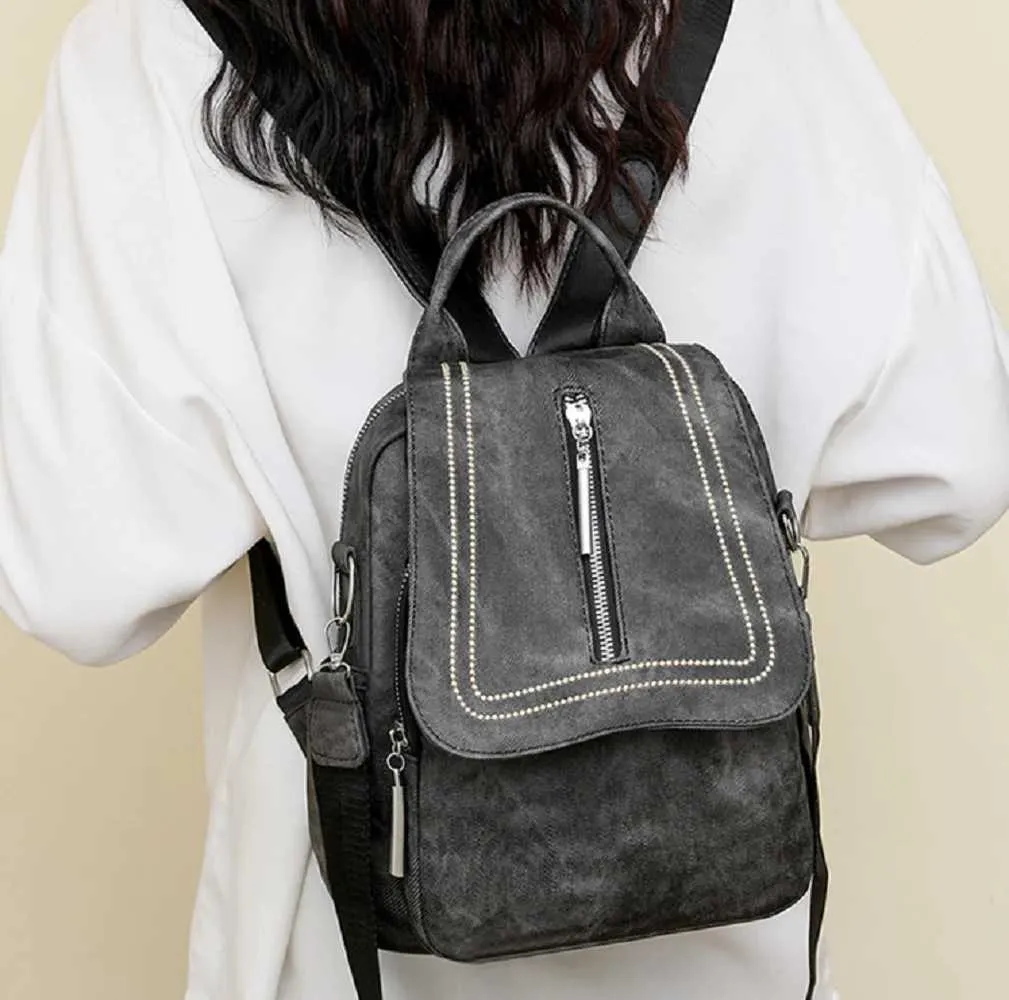 Vintage Leather Women's Backpack Large Capacity Casual Travel Bag_voghion.com