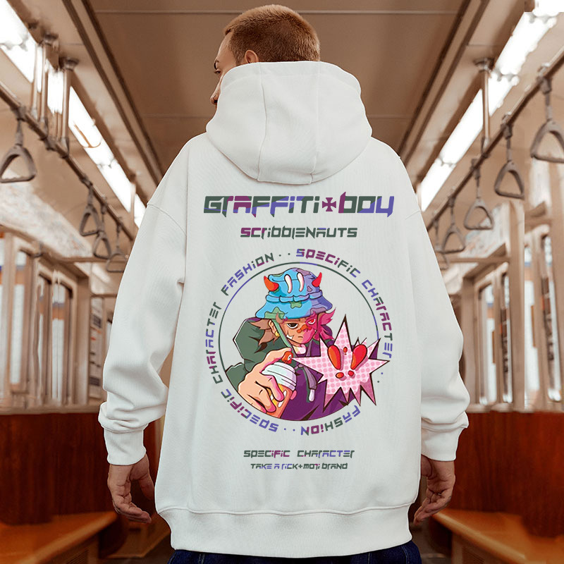 Suéter de hip hop com capuz de pelúcia para Instagram, estilo cartoon, masculino, tamanho grande, pulôver de algodão Hua_voghion.com