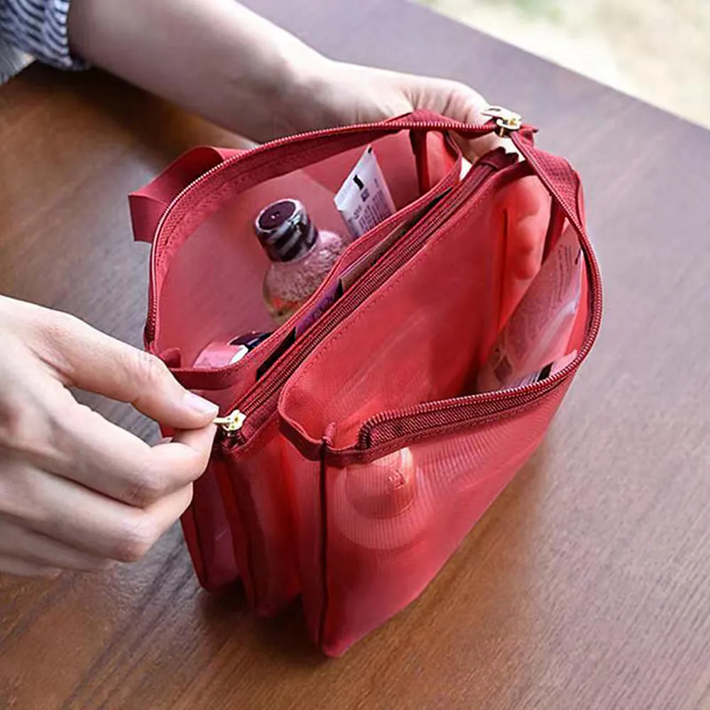 Netzaufbewahrung mit Fach, Kosmetiktaschen, Make-up, tragbare Reise-Kulturtasche, Hautpflege-Toilettenartikel-Organizer-Tasche_voghion.com