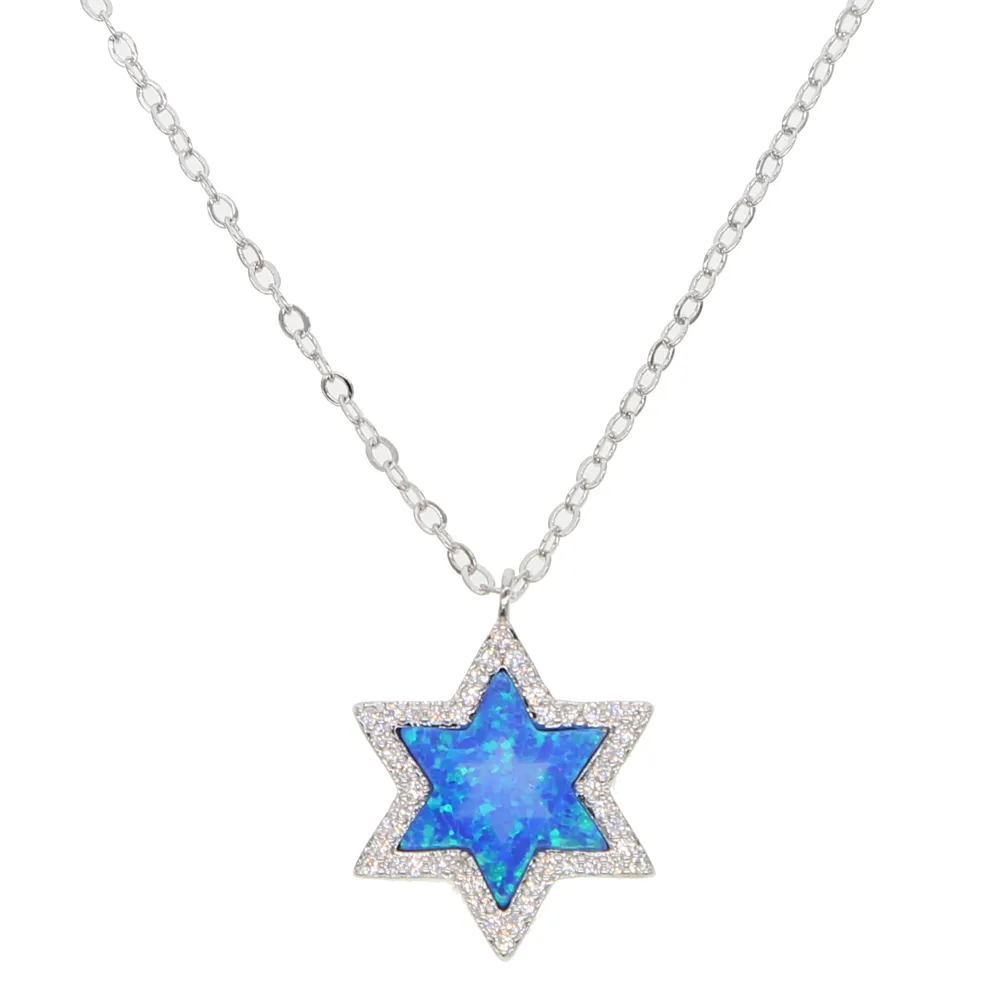 Chaînes 2023 Arrivée Bijoux De Mode Étoile De David Pierres Opales Pendentif Collier Pour Femmes Colliers 41 5cm Chaîne_voghion.com