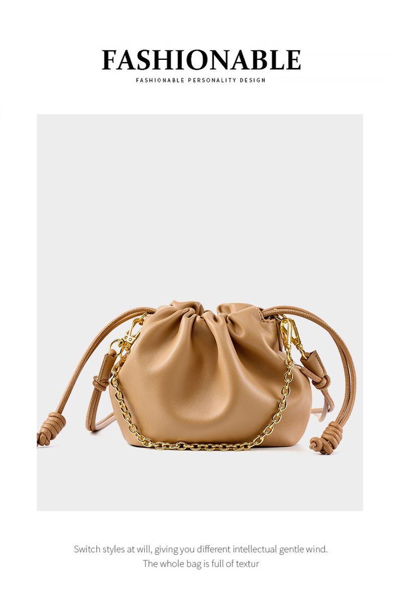2024 koreanische Version neue Lederwolkenkette Glücks-Eimertasche, vielseitige Rindsledertasche_voghion.com