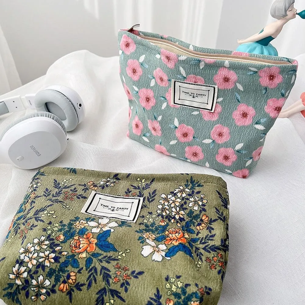 Trousse de toilette en jacquard floral, simple et tendance, grande capacité, idéale pour les voyages, les soins de la peau, les produits de toilette et le maquillage_voghion.com