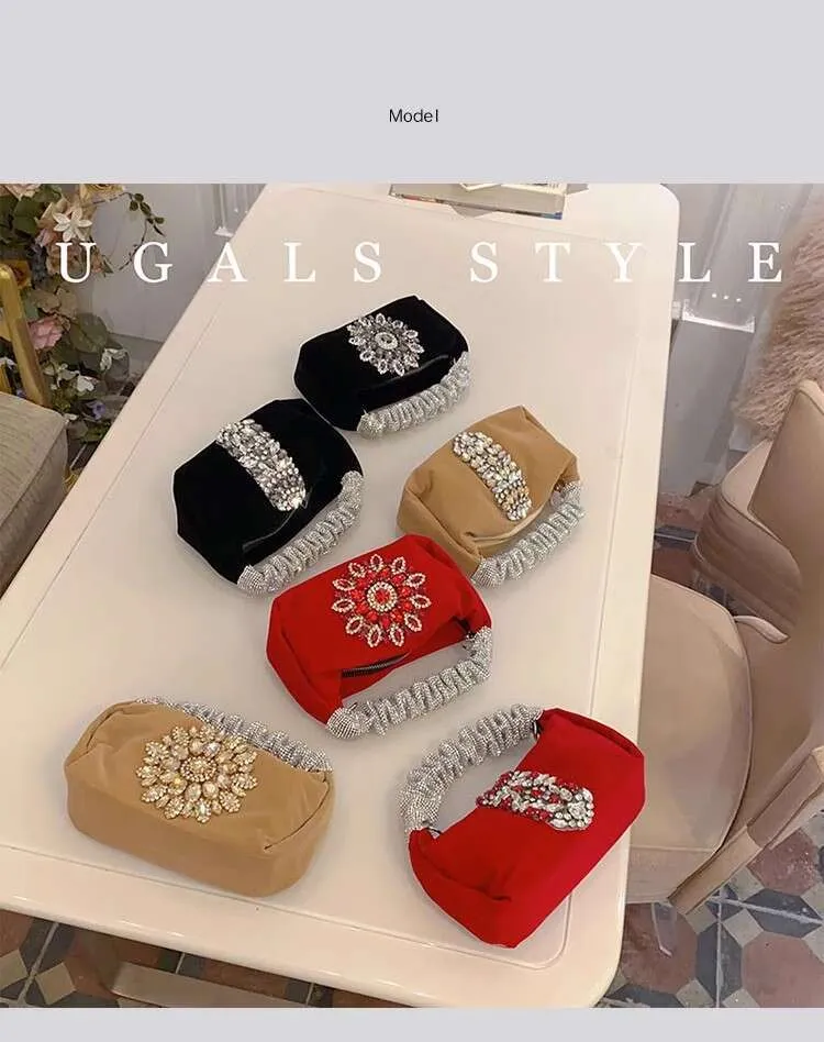 Glitter Shiny Rhies Dia Evening Fashion Hobo Women's Handbag Wedding Party Clutch Purse Crossbody Bag Street Dressing_voghion.com
