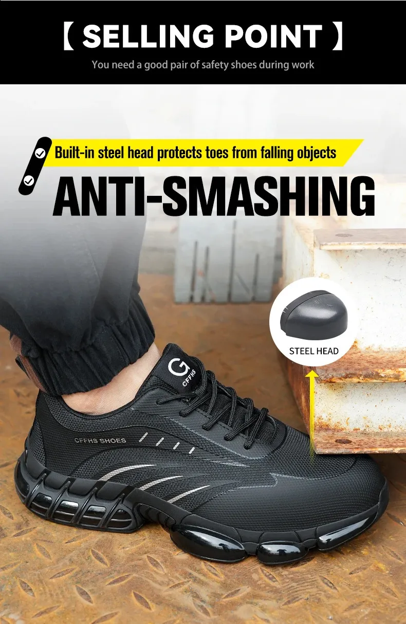 Chaussures de sécurité respirantes, légères et confortables, anti-écrasement et anti-perforation 250122_voghion.com