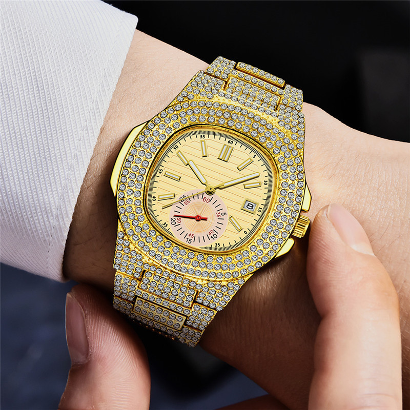 Huaqiangbei Hip Hop Guldkalender Quartz Ny Diamantset Herrklocka Generation_voghion.com