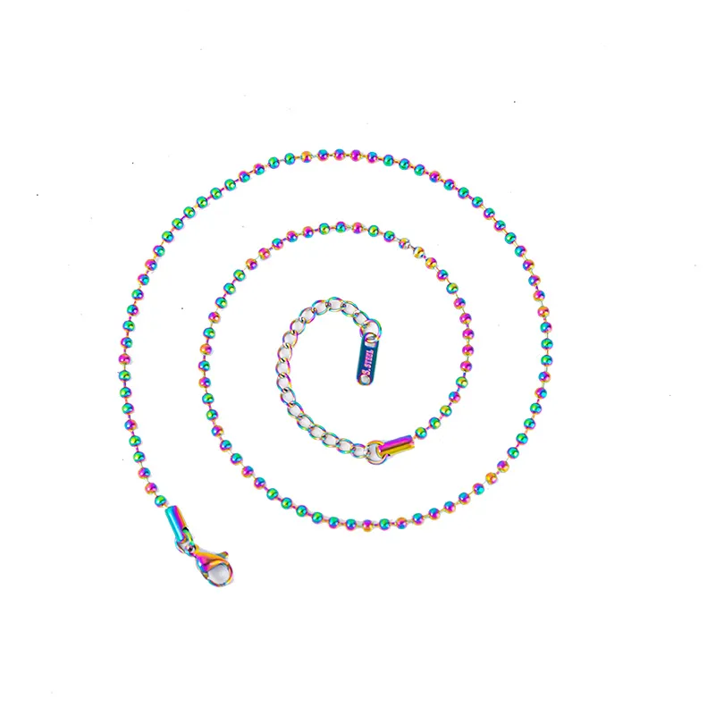 Catene 1 pz Acciaio inossidabile Sottile Perline a Sfera Collana a Catena Unisex 5 Colori 40 5cm/17.7inch Lunghezza 2mm_voghion.com