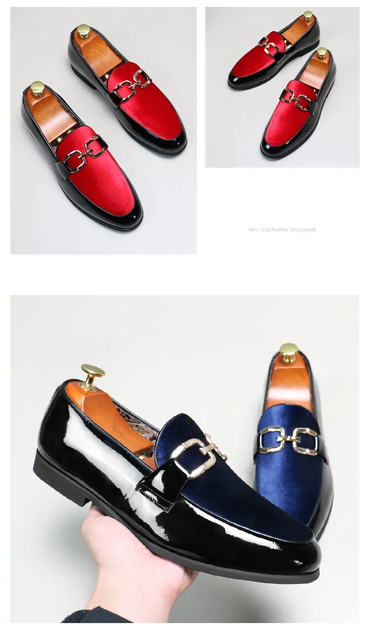 Herren Casual Lederschuhe Herrenmode Patchwork Party Hochzeit Loafer Mokassins Männer Slip-on Leicht Bequemes Fahren_voghion.com