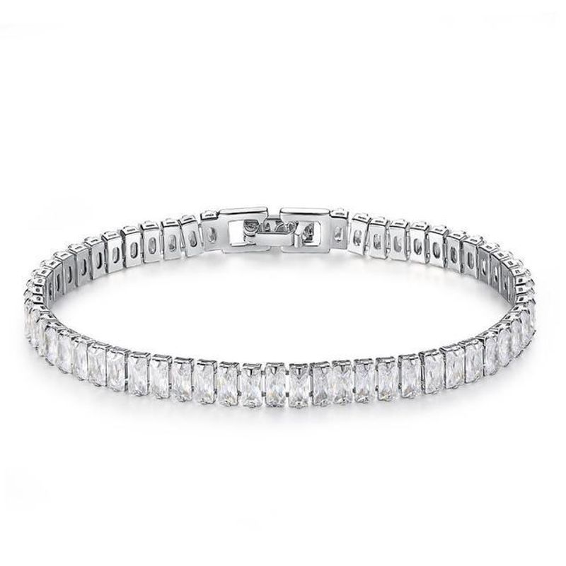 Pulseira Y2K Joias Retangular Zircônia Branca Tendência 100 Com Nova Pulseira S5776_voghion.com