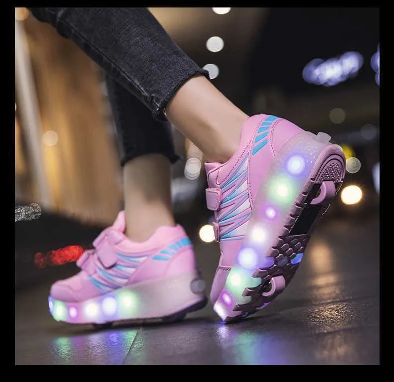Sneakers Roller Skates 2 Wheels Shoes Glowing Lighted Led Children Boys Girls Kids Fashion Luminous Sports Boots Casual_voghion.com