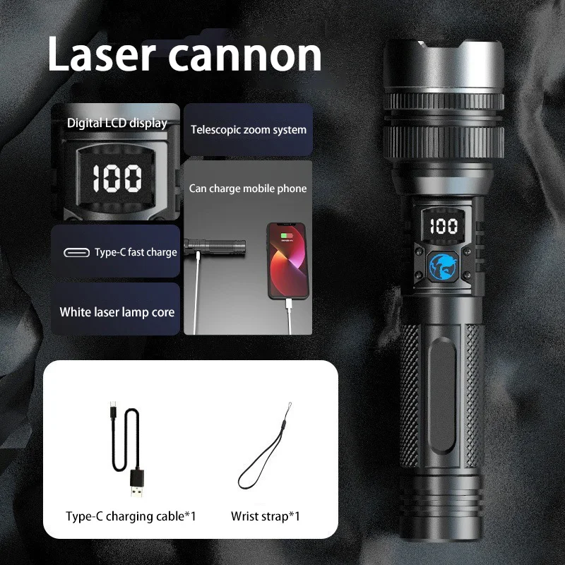Super Bright Led Flashlight Rechargeable With Digital Display_voghion.com