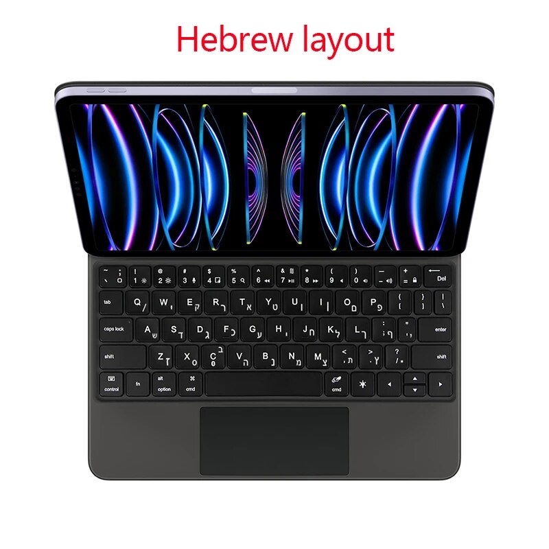 TrackPad Magic Keyboard For iPad Pro 11 2022-2018 Air 5 4 10.9 Air4 Air5 Tablet Case Arabic Hebrew French German Portuguese_voghion.com