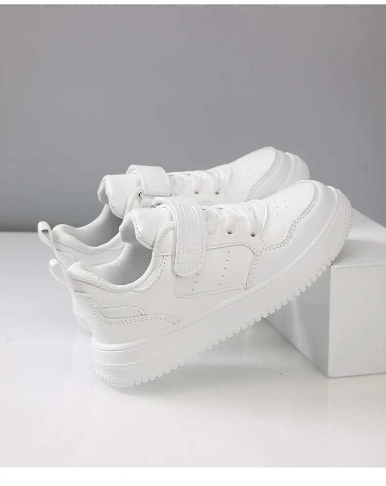 All White Leather Youth Shoes Fashion Kids Children Student Tennis Running Sneakers Happysteps Sport Trainers For Boys_voghion.com
