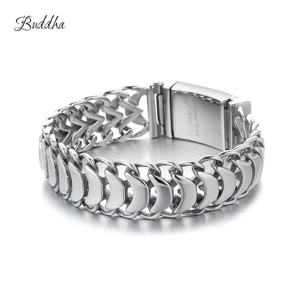 Brățară cu lanț din argint Buddha, culoare argintie, pentru bărbați, bijuterii, cadou, calitate bună, 210609_voghion.com