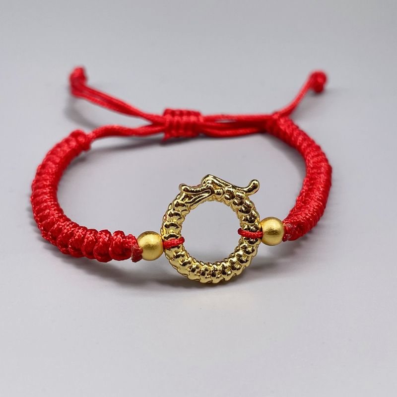 Fødselsår Drage Flettet Sort Og Rødt Reb Heldige Perler Kvindelig National Mode Niche Design Justerbart Armbånd_voghion.com