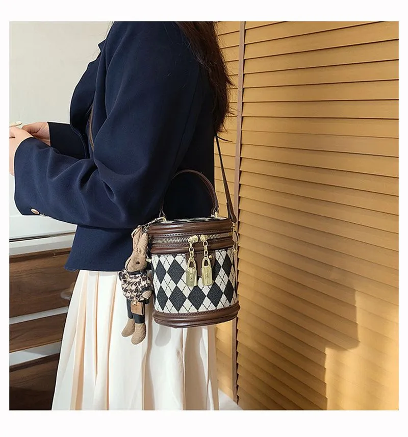 Borsa firmata, spedizione gratuita, borsa a secchiello alla moda Dia Grid, borsa a mano, borsa a tracolla per donna._voghion.com