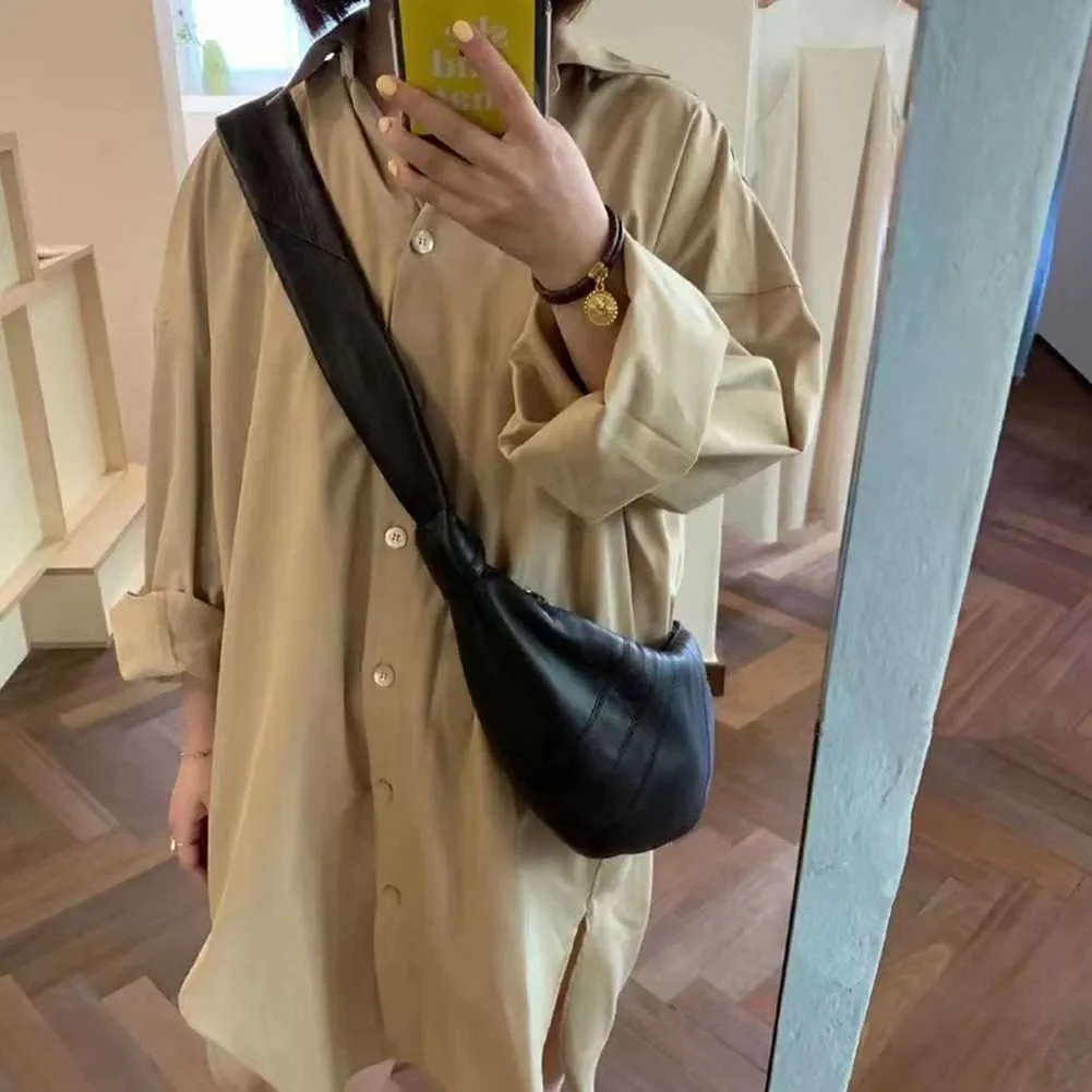 Stilvolle Umhängetasche aus Kuhhorn für Damen mit großem Fassungsvermögen und Reißverschluss zum Pendeln, Halbmond-Design, PU-Leder für Partys_voghion.com