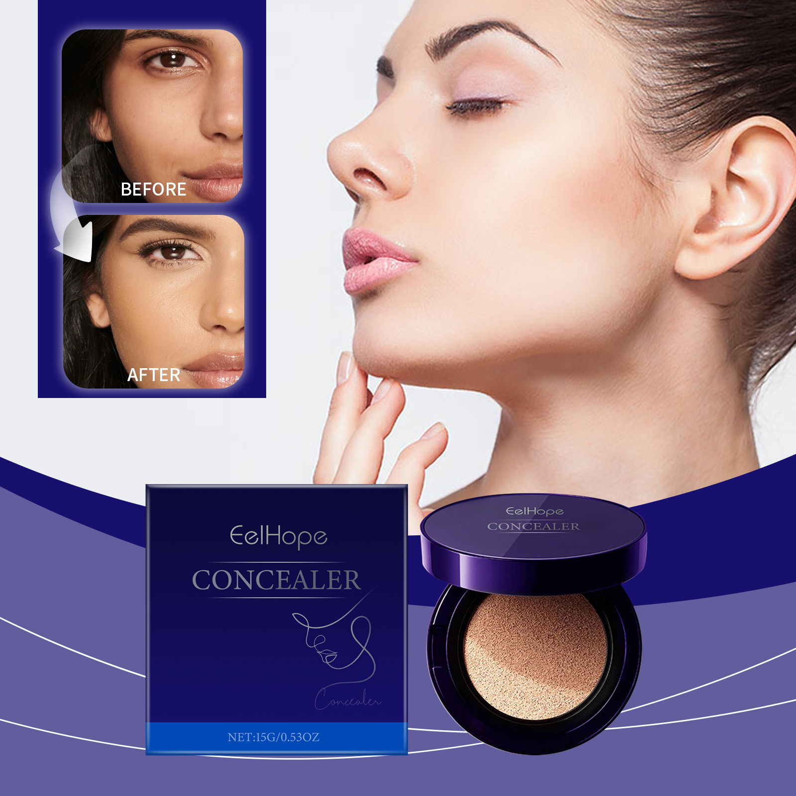 Eelhope Hydrating Cushion Foundation Full Coverage Brightening Lightweight Natural Finish Long Lasting Skincare Infused_voghion.com