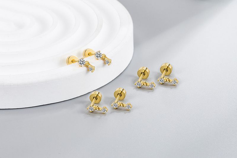 Orecchini a vite in zircone color oro 8A, squisiti piccoli orecchini a perno per il naso_voghion.com