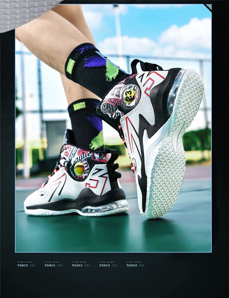 Air cushion high top basketball shoes men's mesh breathable professional training game sneakers trend_voghion.com