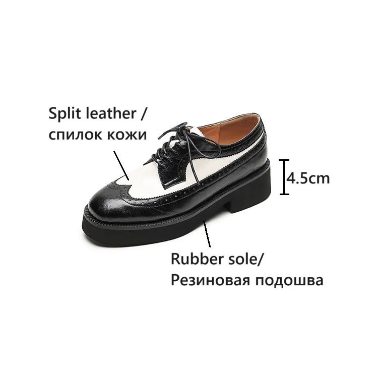 Spring/Autumn NEW Pumps Round Toe Thick Heel Split Leather For Women Retro Mixed Colors Oxfords Platform Shoes Eaa0 Oxds_voghion.com