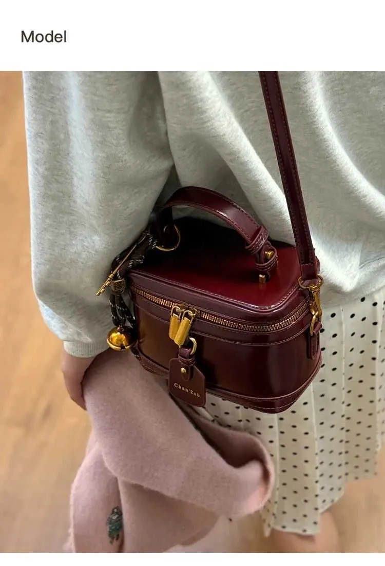 Borsa a tracolla in pelle testurizzata da donna, con patta solida, mini borsa a tracolla, versatile, casual, morbida, in PU, a secchiello_voghion.com
