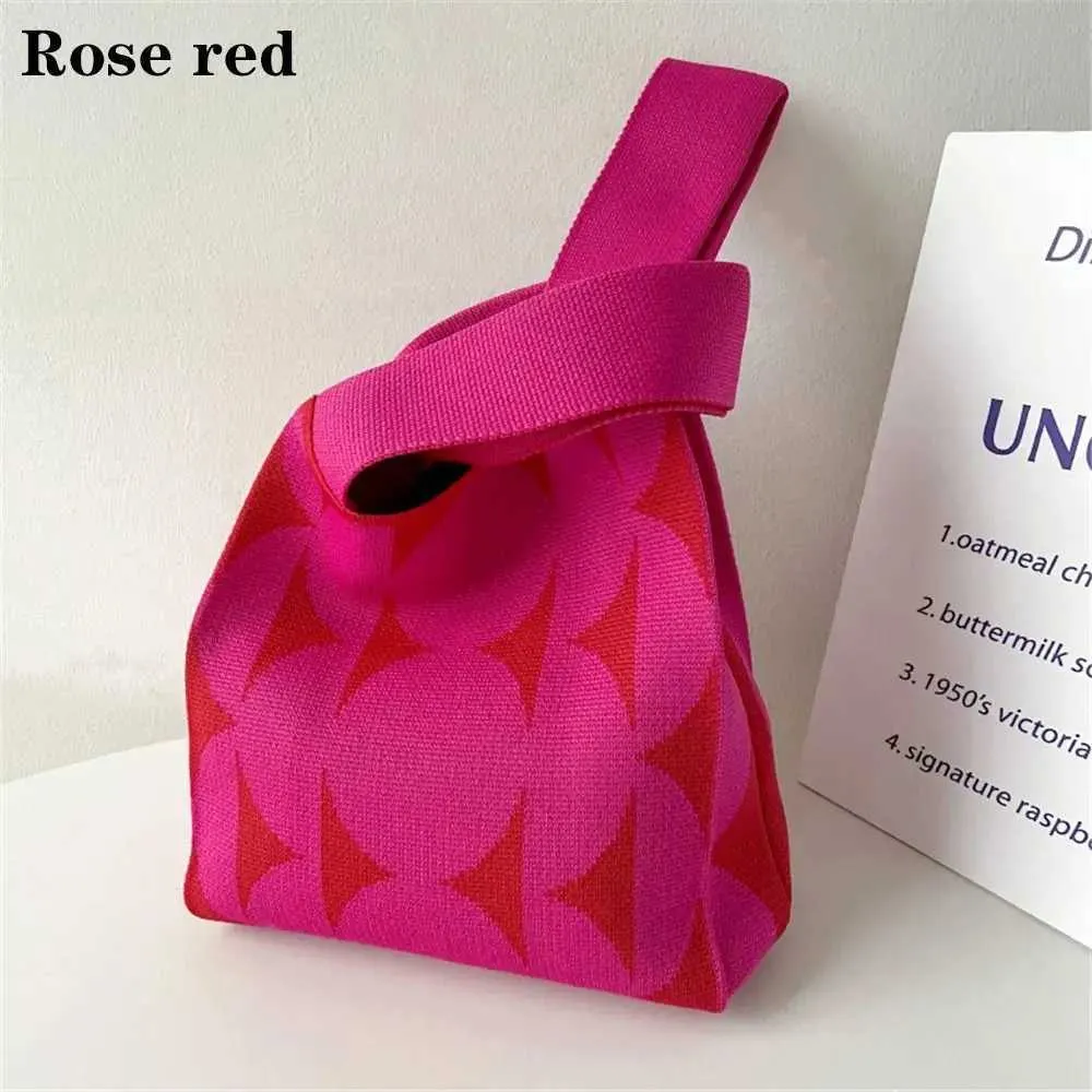 4-color mini suitable for girls reusable handmade knitted handbag shopping bag Y241106_voghion.com