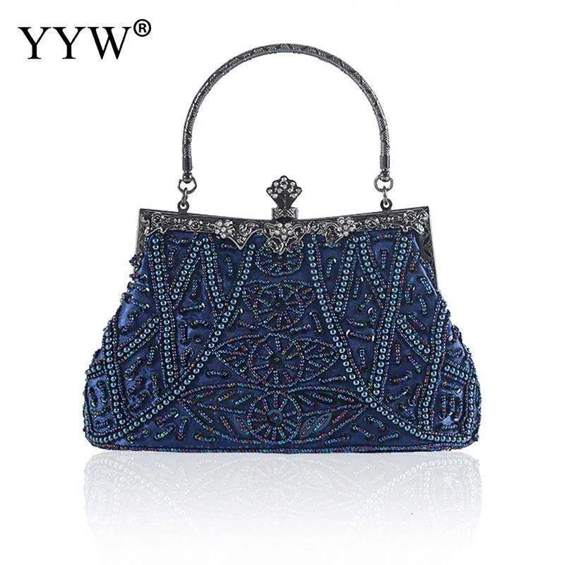 Vintage Handtasche Weibliche Abend Dunkelblau Party Geldbörsen Und Handtaschen Designer Damen Clutch Umhängetaschen Sac A Main_voghion.com
