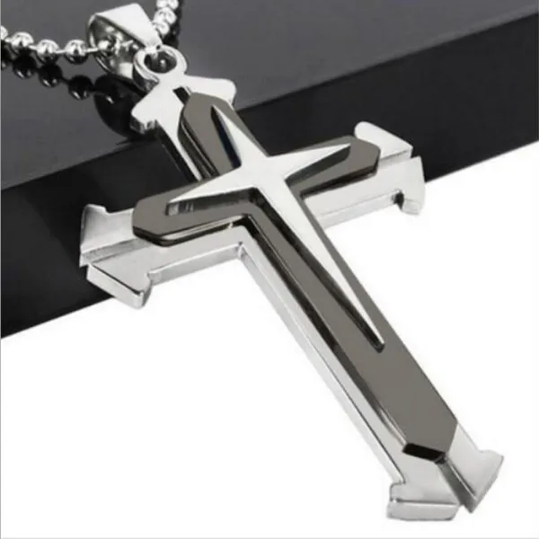 Collier pour homme avec pendentif en forme de croix et chaîne en plaqué or_voghion.com