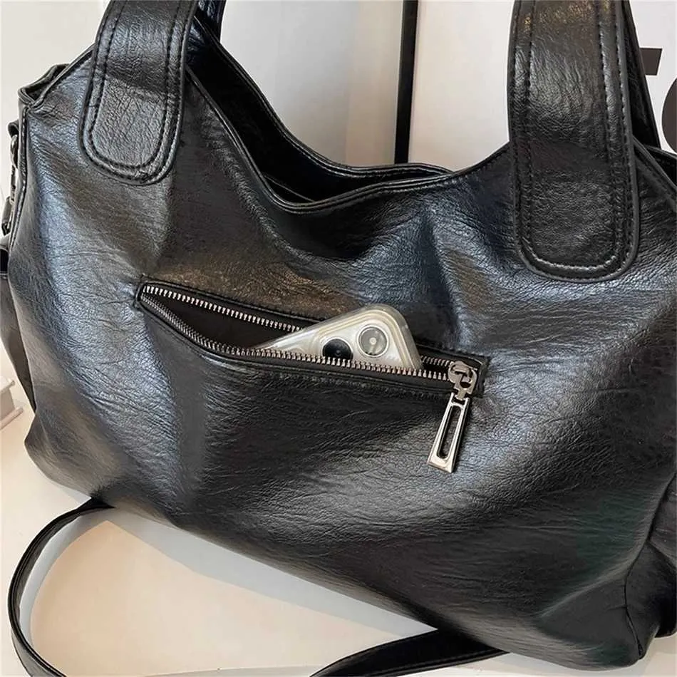 Women's Large Shoulder Bag Two Layer Soft Leather Retro Handbag_voghion.com