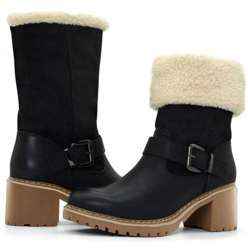 commerce extérieur transfrontalier nouvelle neige femmes automne et hiver bas baril couleur unie veet coton chaud ceinture boucle grande_voghion.com