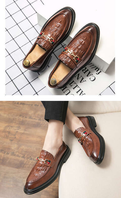 Herbstmode Trend Spitz Casual Leder Britischen Retro Lazy Business Bean Herrenschuhe_voghion.com