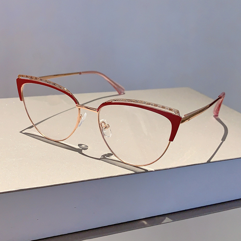 Mode Nieuwe Cat Eye Anti-Blauw Licht Frame Internet Beroemdheid Zelfde Stijl High-End Ins Blote Gezicht Afslanken Zonder Recept_voghion.com