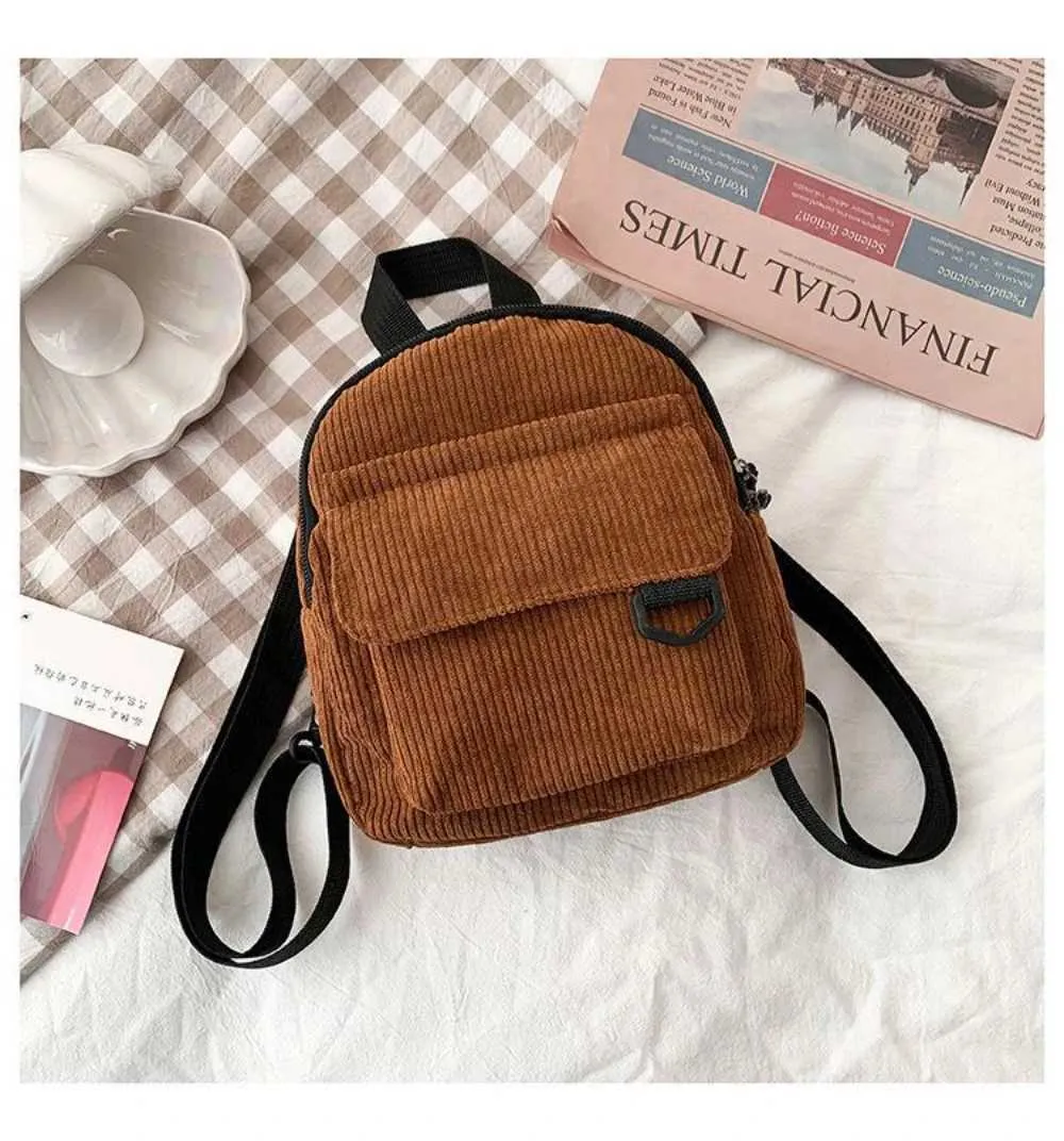 Kleiner Damen Mini Rucksack Aus Kord Für Freizeit Und Reisen_voghion.com
