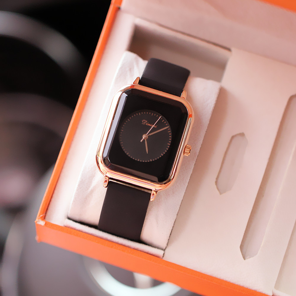 Ceas de damă nou la modă, stil Pointer, dreptunghiular, cu bandă din silicon, cu cuarț, impermeabil, versatil_voghion.com