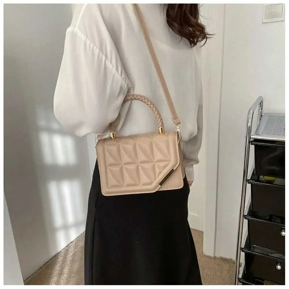 Mode PU Leder Plaid Messenger Schulter Tasche Damen Einfarbig Handtaschen Freizeit Stilvolle Umhängetaschen Für_voghion.com