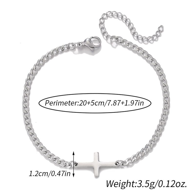 Pulseira de aço inoxidável geométrica triangular NK com pingente de cruz hip hop para homens e mulheres_voghion.com