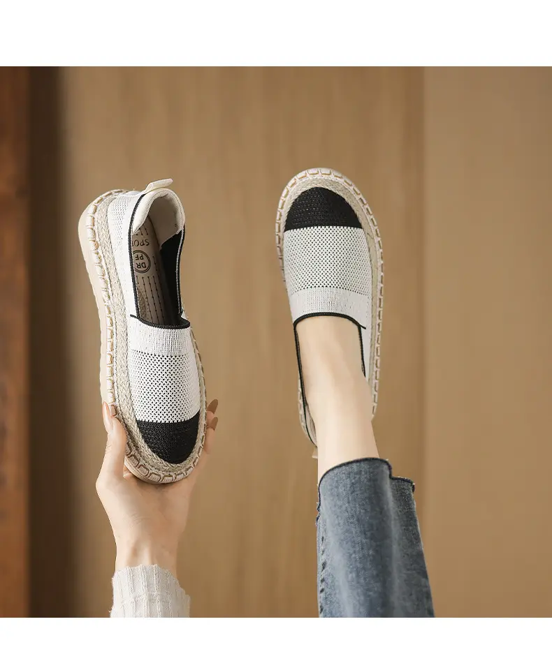 CMY Summer New Fly Woven Shoes Mesh Breathable Straw Fisherman Shoes_voghion.com