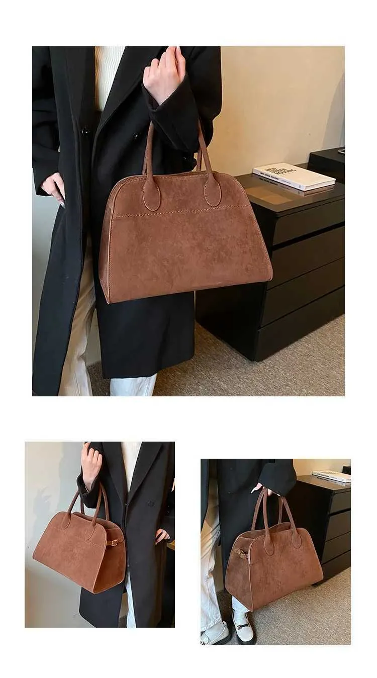 Designer Retro Suede Shoulder Bag Large Capacity Handbag Fashion_voghion.com