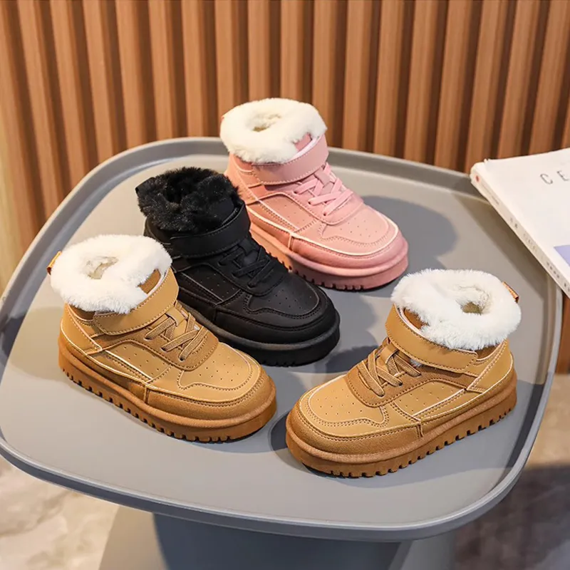 Youth Snow Furry Warm Plush Casual Shoes Girls Boys Kids Boots Winter Trendy All Match Wear Resistant Child Cotton boot_voghion.com