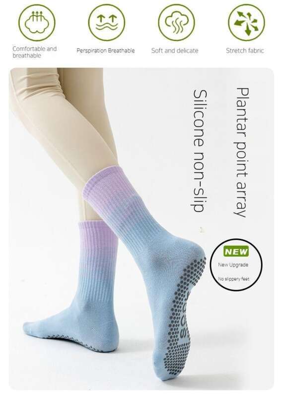 Farbverlauf Yoga Herbst und Winter Bunte Sport Dopamin Silikon Anti-Rutsch-Sohle Zwischensohle Fitness Socken_voghion.com