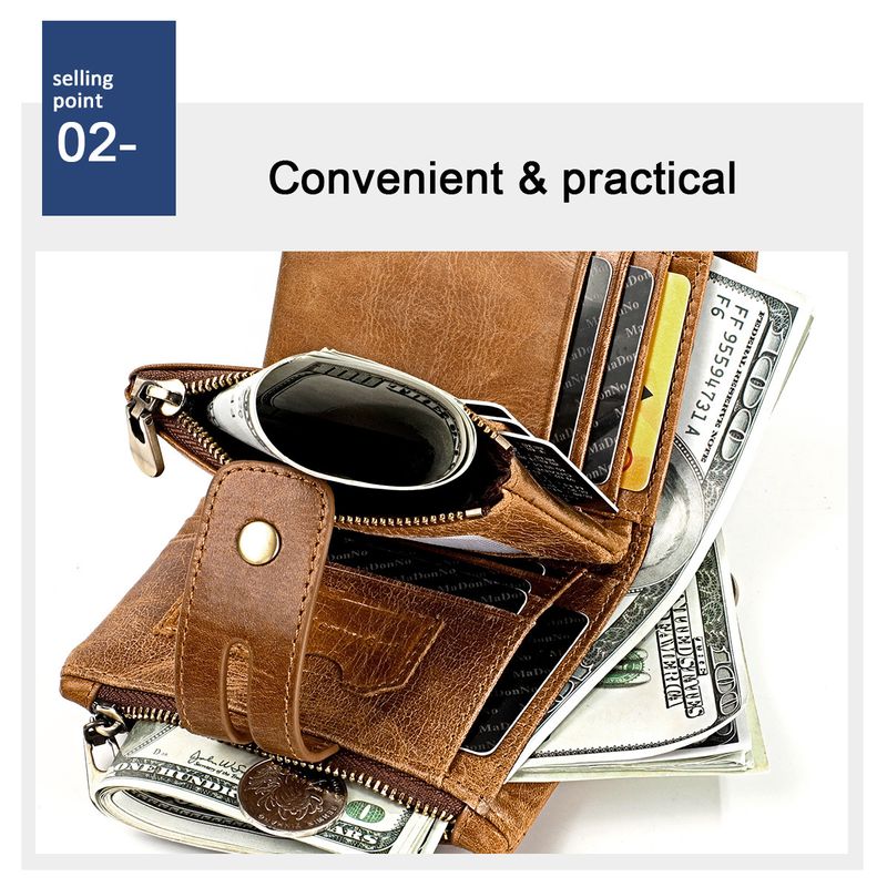 Neue männer echte RFID crazy horse leder zipper frauen retro multifunktionale kurze brieftasche_voghion.com